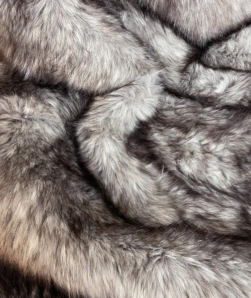 Close up image of European Wolf faux fur fabric