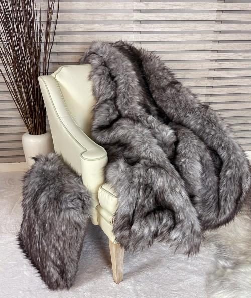 Long haired brown faux fur throw