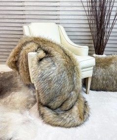 Beige, tan and black faux fur blanket