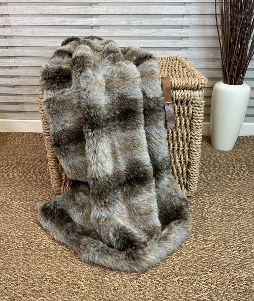 Grey Wolf faux fur throw