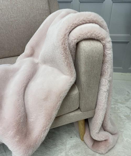 Extra large pale pink fur sofa throw