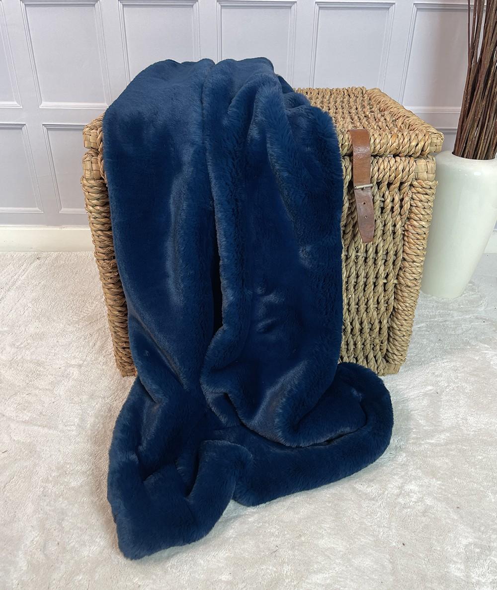 Luxury blue fake fur blanket