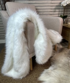 Luxury long haired cream faux fur throw