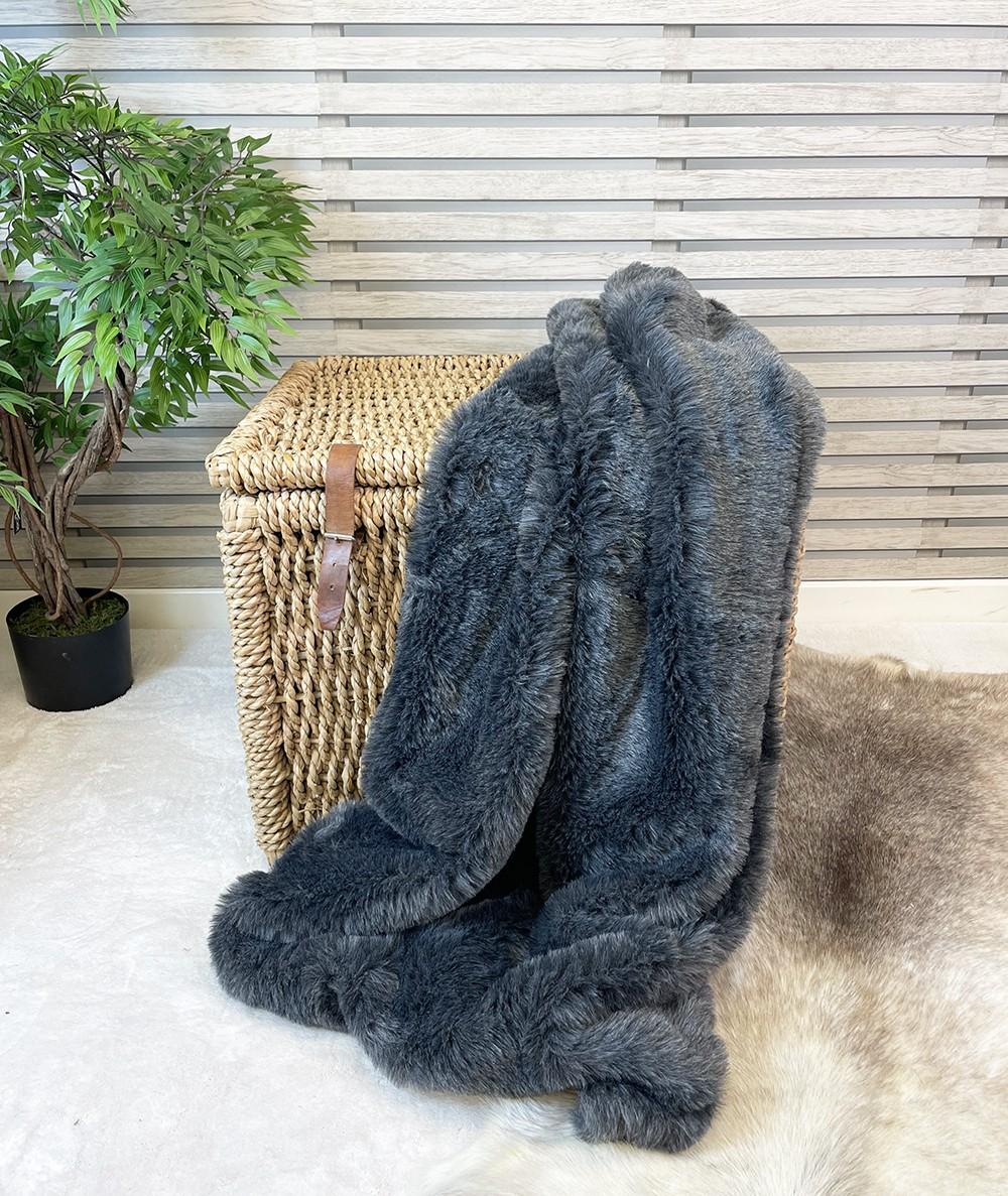 Dark grey faux fur blanket