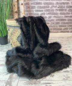 Extra large Black Bear faux fur sofa throw