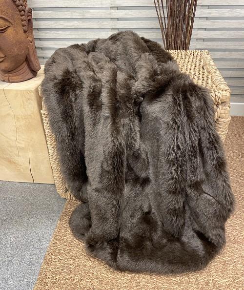 Dark brown faux fur bedspread