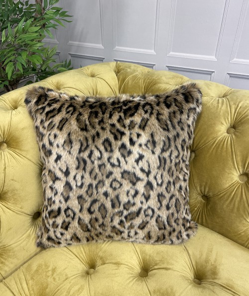 Amur Leopard Faux Fur Cushion Cover