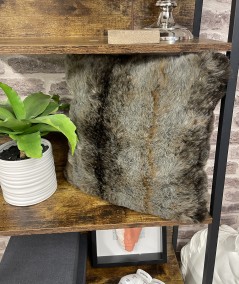 Grey and brown fur cushion cover