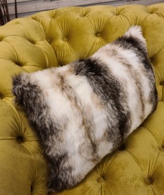 Striped scatter cushions in faux fur