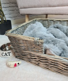 Grey faux fur cat blanket