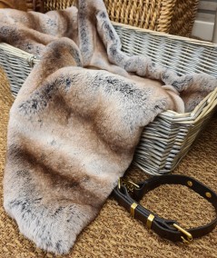 Luxury striped rabbit faux fur dog blanket