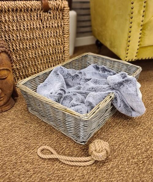 Luxury two tone grey faux fur dog blanket