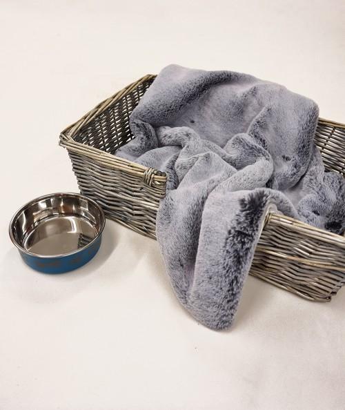 Luxury grey faux fur pet blanket