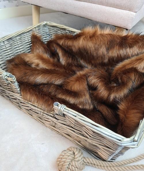 Luxury red brown fur dog blanket