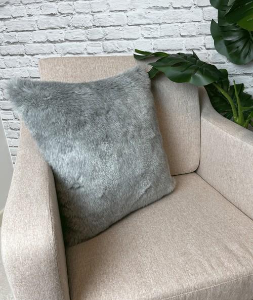 Grey fake fur cushion covers