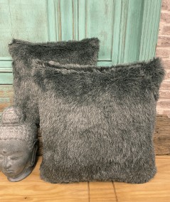 Plain grey fur cushions