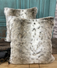 Beige Lynx Faux Fur Cushion