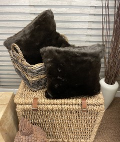 Brown Faux fur cushion