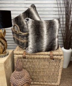 Luxury striped fur cushions