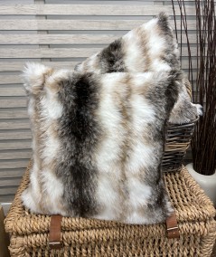 Short haired striped faux fur cushions