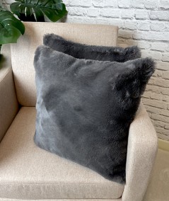 Dark grey luxury faux fur cushions