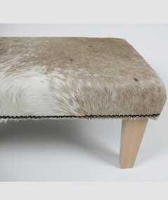 Beige brindle cow skin footstool 305