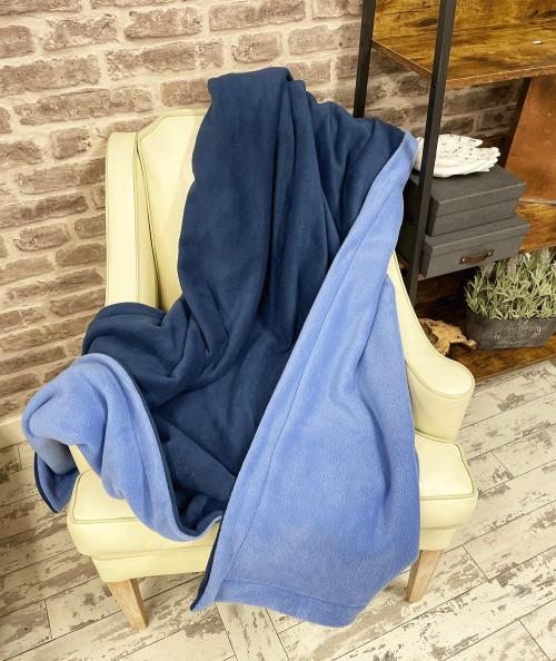 Reversible blue fleece blanket