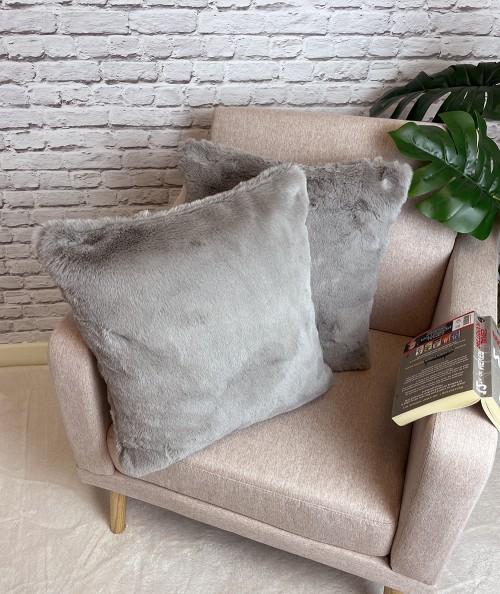 Luxury taupe faux fur cushion covers