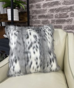 Grey and cream animal print fur cushion covers