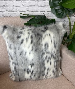 Grey and cream animal print faux fur cushions