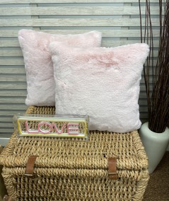 Pastel Pink Faux Fur Cushion Covers