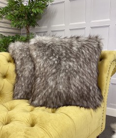 Long haired brown wolf cushions