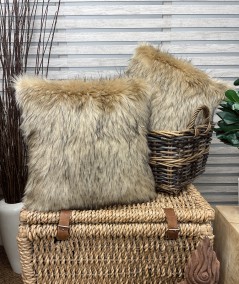 Luxury beige and black fake fur cushions