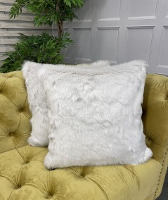 Light coloured luxury faux fur cushion covers