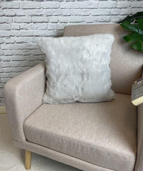 Silvery white faux fur cushion covers