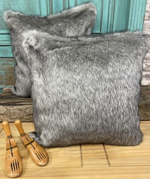 Grey faux fur cushion covers