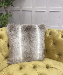 Striped faux fur cushions