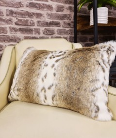 Beige and cream rectangular faux fur cushion covers