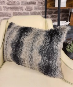 Striped rectangular faux fur cushion covers