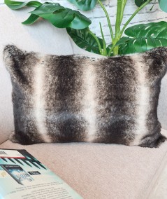 Striped rectangular faux fur cushion covers