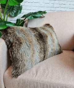 Grey and brown striped fur cushions