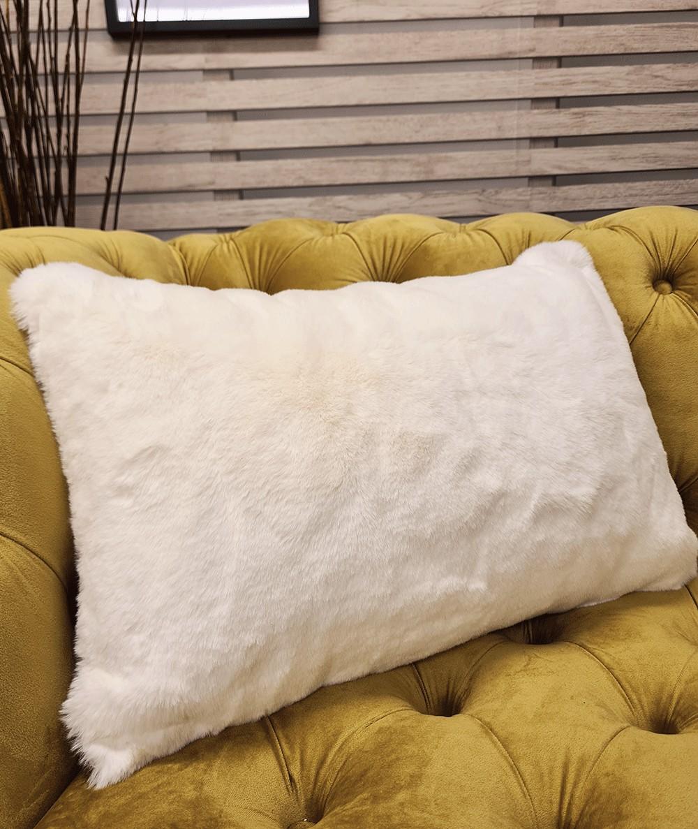 Luxury cream rectangular fur cushion covers