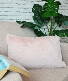 Rectangular pink faux fur cushion covers