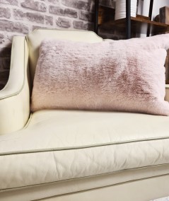 Pastel pink rectangular fur cushions