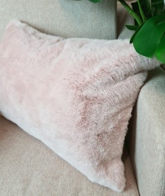 Pastel pink rectangular fur cushion covers