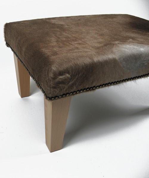 Rectangular hair on hide light brown footrest 311