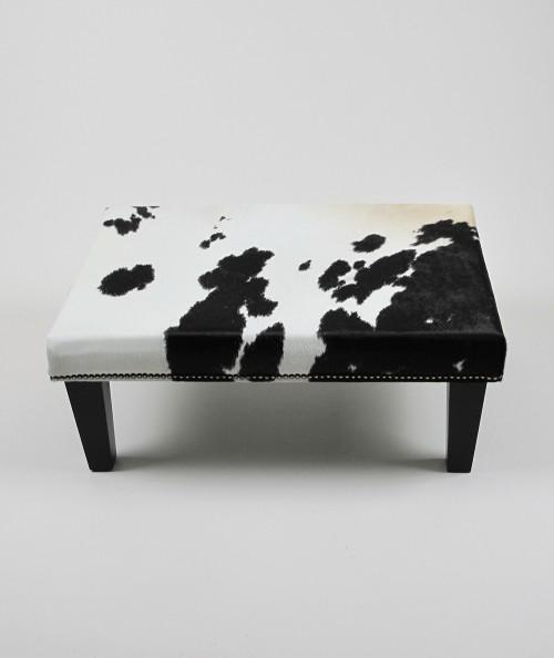 Rectangular black and white cow skin footrest 318