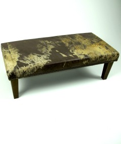 Extra Large Brown Leather & Gold Hair on Hide Footstool 323