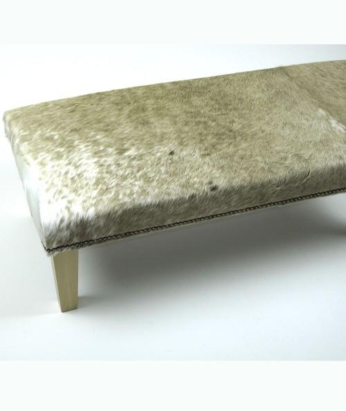 Extra Large Mottled Beige Cow hide Footstool 324