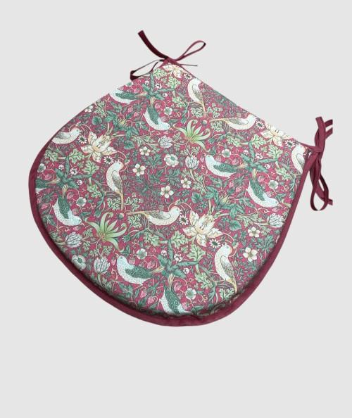 Red floral printed D shaped seat pad